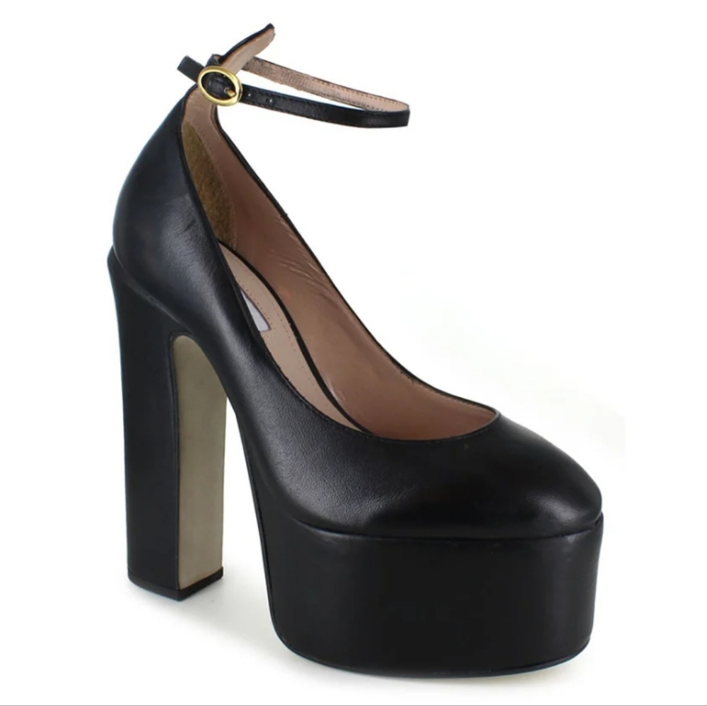 Zigi Black leather New Nikole Platform Designer Maryjane Heels Nordstrom luxury - Picture 1 of 6
